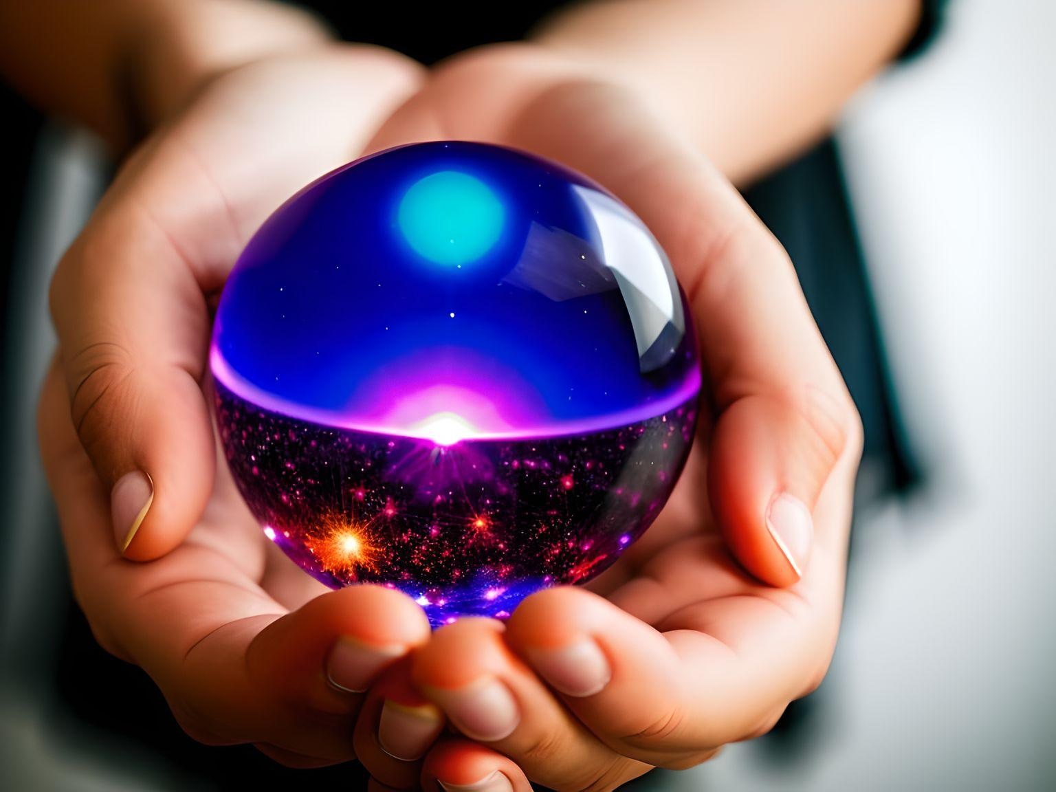 Hands holding a crystal ball, symbolizing the development of psychic abilities